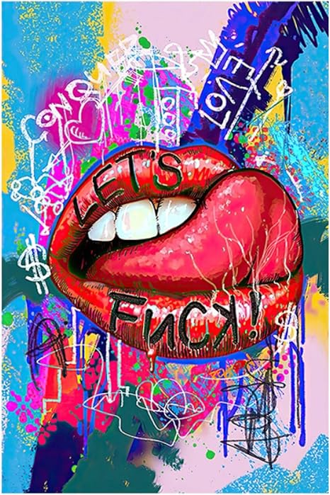 Amazon Co Jp セクシーな赤い唇アートキャンバス絵画グラフィティアートポスターとプリントリビングルームの家の装飾のためのストリートウォール アート画像15 7x23 6in 40x60cm X1pcs フレームレス ホーム キッチン