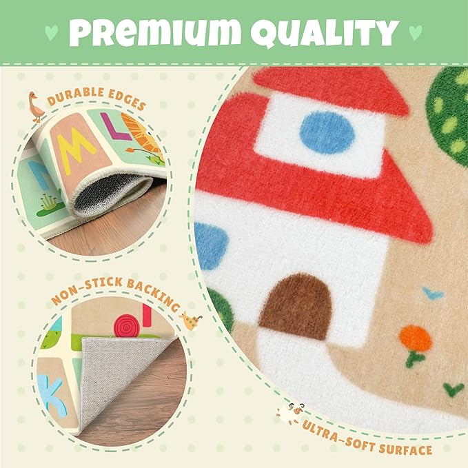 Tapete infantil lavable 5x7 con animales - Azul miniatura 5
