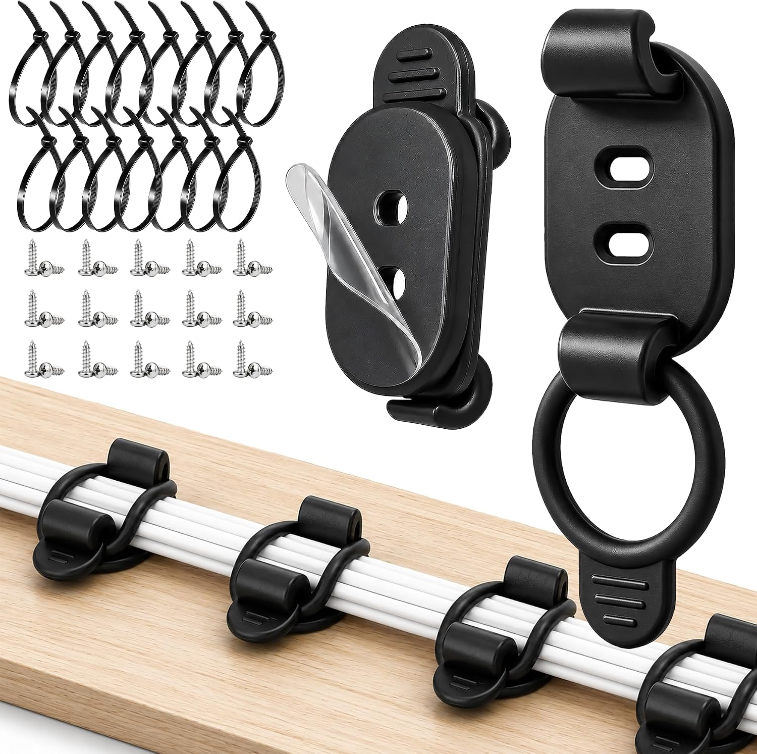 15 Set Cable Management Clips, Adjustable Cord Holder Organizer
