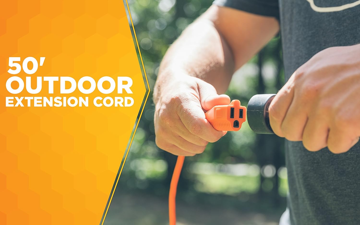 Southwire 2308SW8803 Vinyl Outdoor Extension Cord In Orange With 3-Prong Plug (50 Feet, 16/3 gauge) - - 