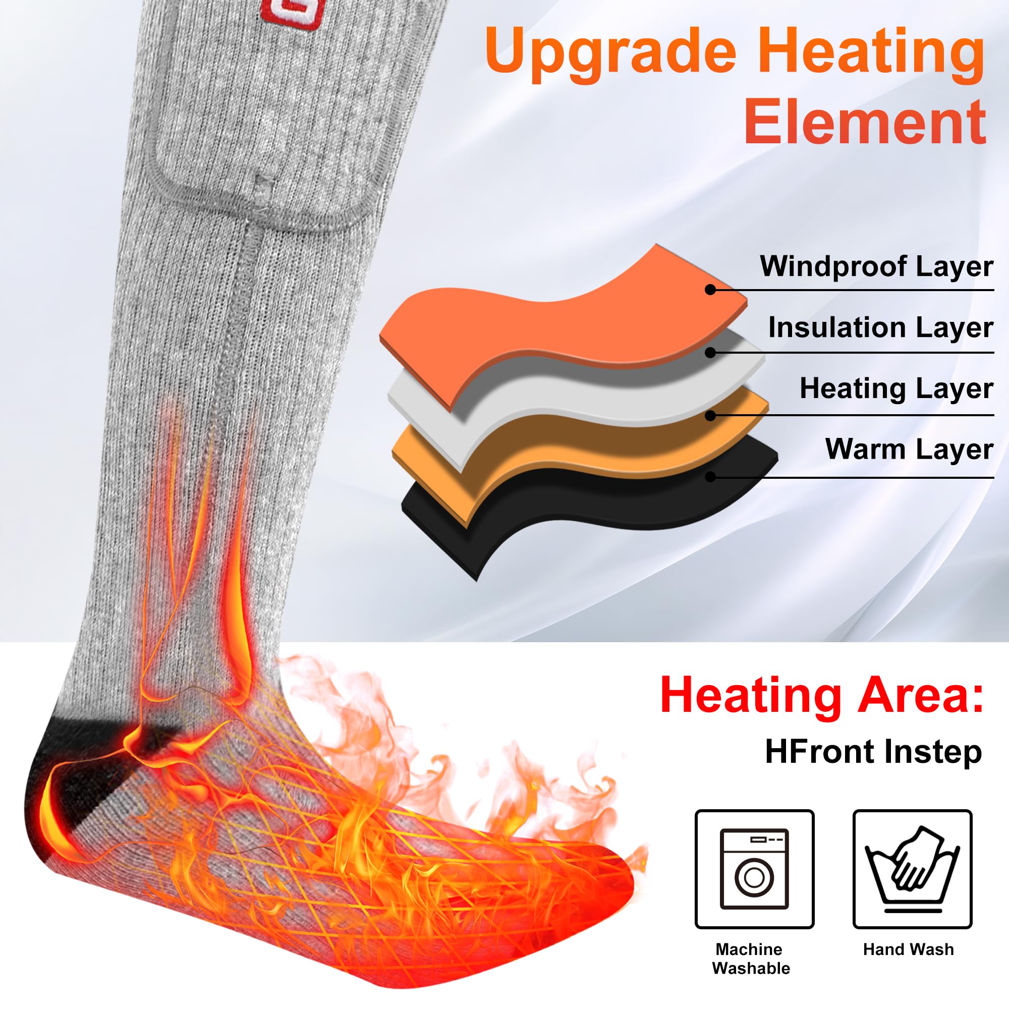 Svpro Calcetines térmicos eléctricos de esquí calentables, batería recargable, calcetines térmicos para mujer y hombre, para senderismo, camping, esquí, caza