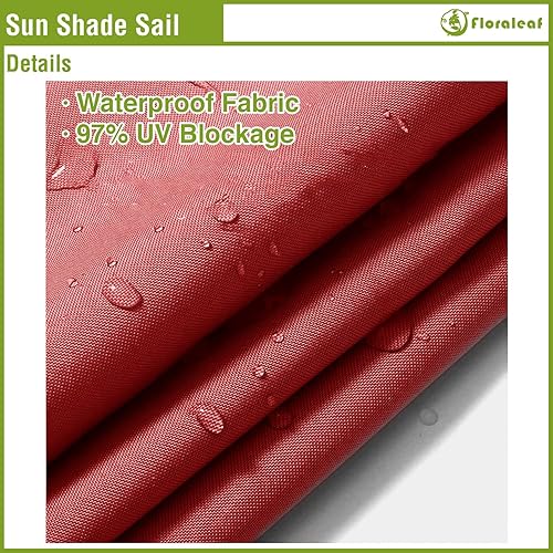 Miniatura 3 de FLORALEAF Toldo parasol rectangular de terileno impermeable de 8 x 8 pies, 260 GSM, para patio al aire libre, césped, jardín, patio, color rojo