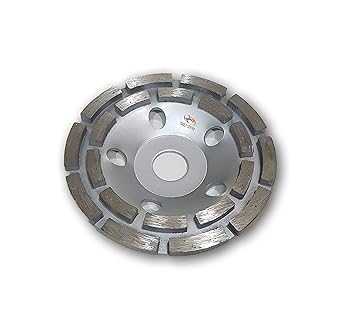 KROST Diamond Segment Grinding Cup Wheel, Double Row Grinder Disc for Concrete, 125 mm, 5 Inch, Silver