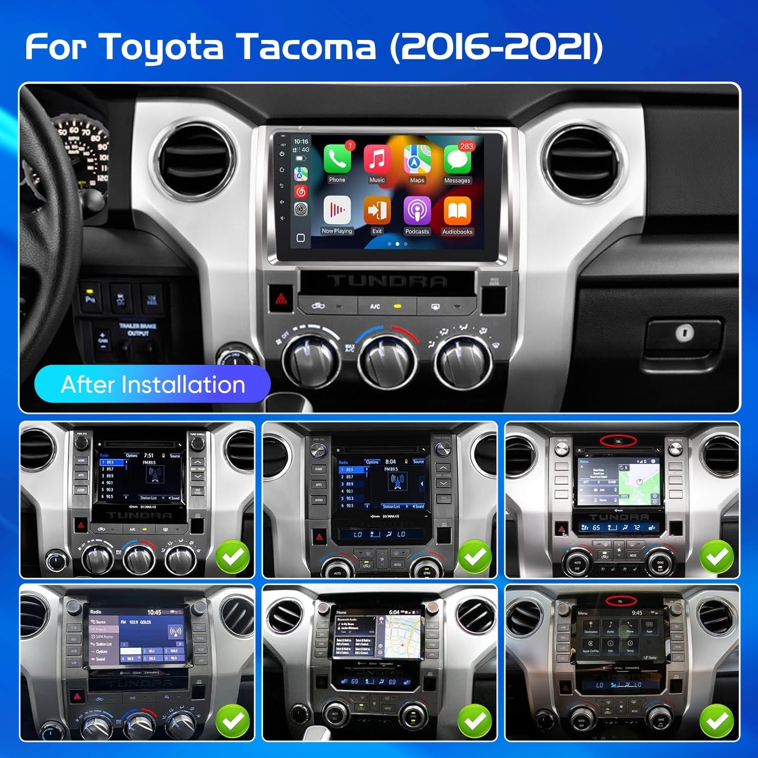 Upgraded Car Radio Stereo for Toyota Tundra 2014-2021, 8 Core, Android 14, 4+64G，Head Unit with Wireless Carplay&Android Auto, Bluetooth, Voice Control, 9" HD Touchscreen, AM/FM/RDS, Backup Cam, SWC
