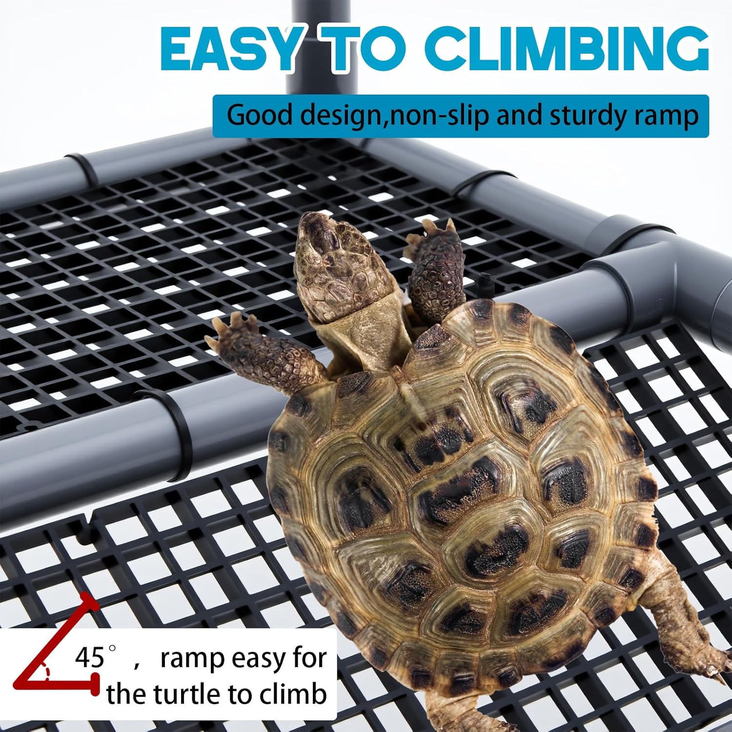 Chunful Adjustable Extra Large Turtle Basking Platform, 18-19" Wider Hanging Dock, Basking Area for Aquarium Tank 40/50/65/75/90 Gallon, DIY Assembly Tortoise Tank Accessories