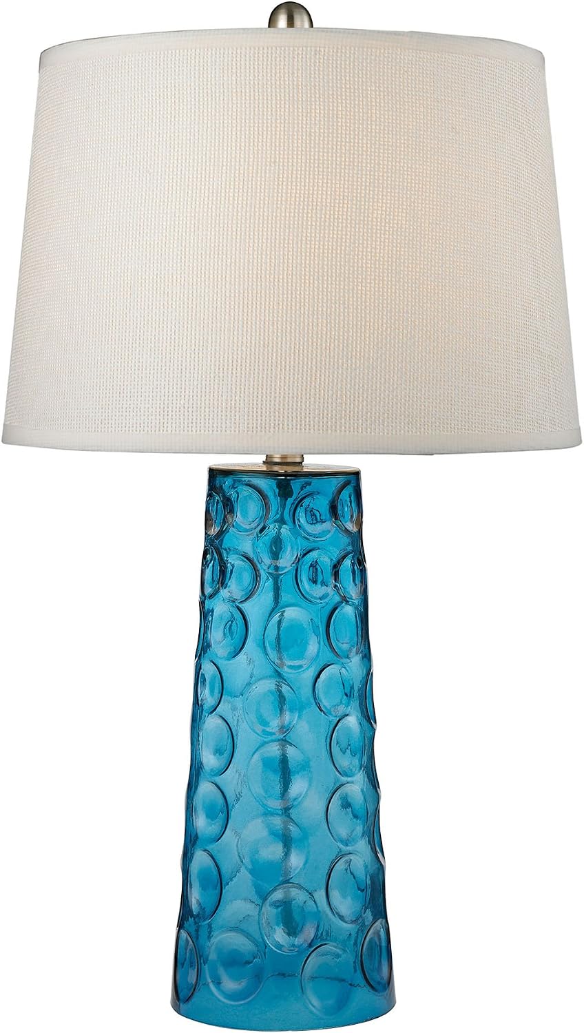 Super Brands Diamond Collection D2619 Lighting Hammered Glass Table Lamp, 15 x 15 x 27, Blue