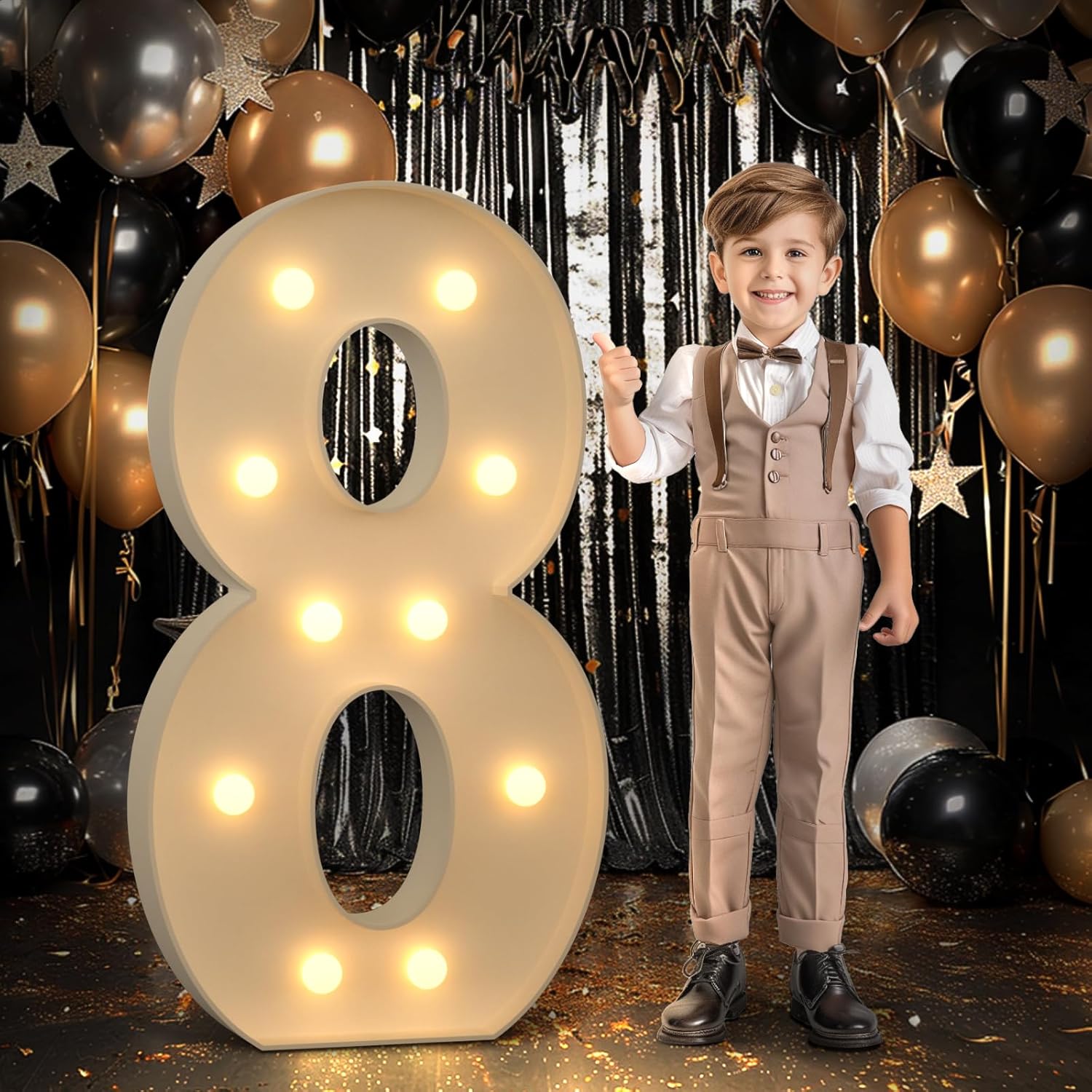 imprsv 4FT Marquee Number 5 Light up Number 5th Birthday Decorations Large Numbers Big Mosaic Numbers for Balloons Birthday Decor Number Five Balloon Frame Anniversary Decors