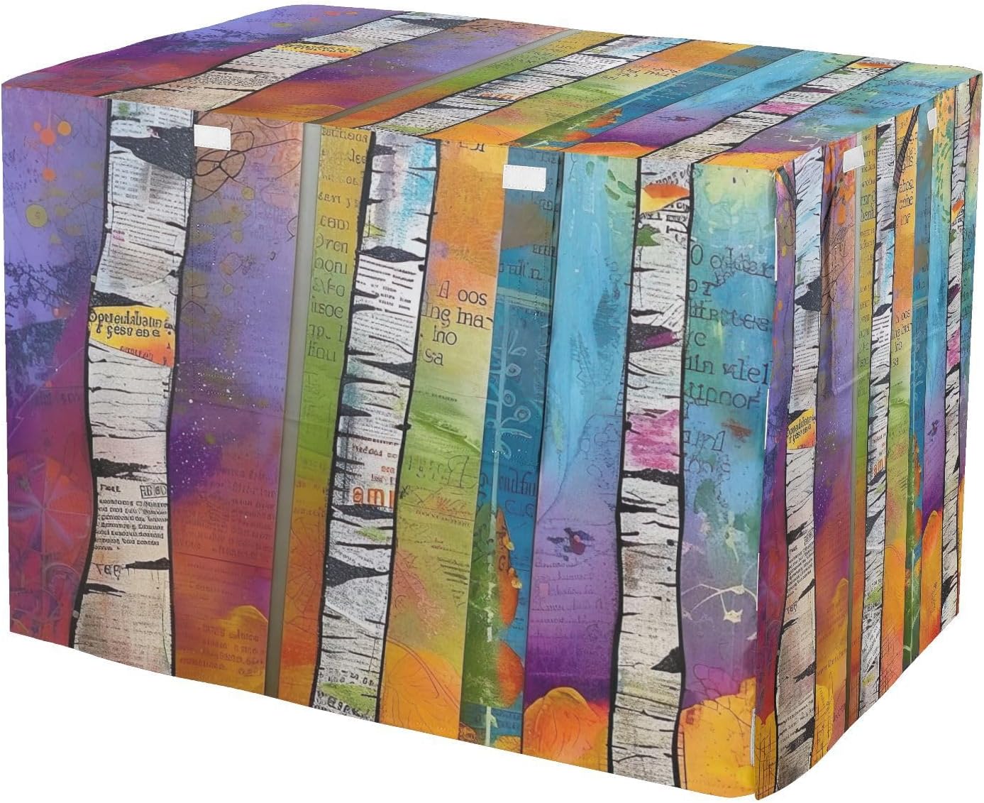 Three Colorful Birch Trees Dog Crate Cover S-XL Breathable Pet Cage Cover with Mesh Windows, Reduces Barking, X-Large