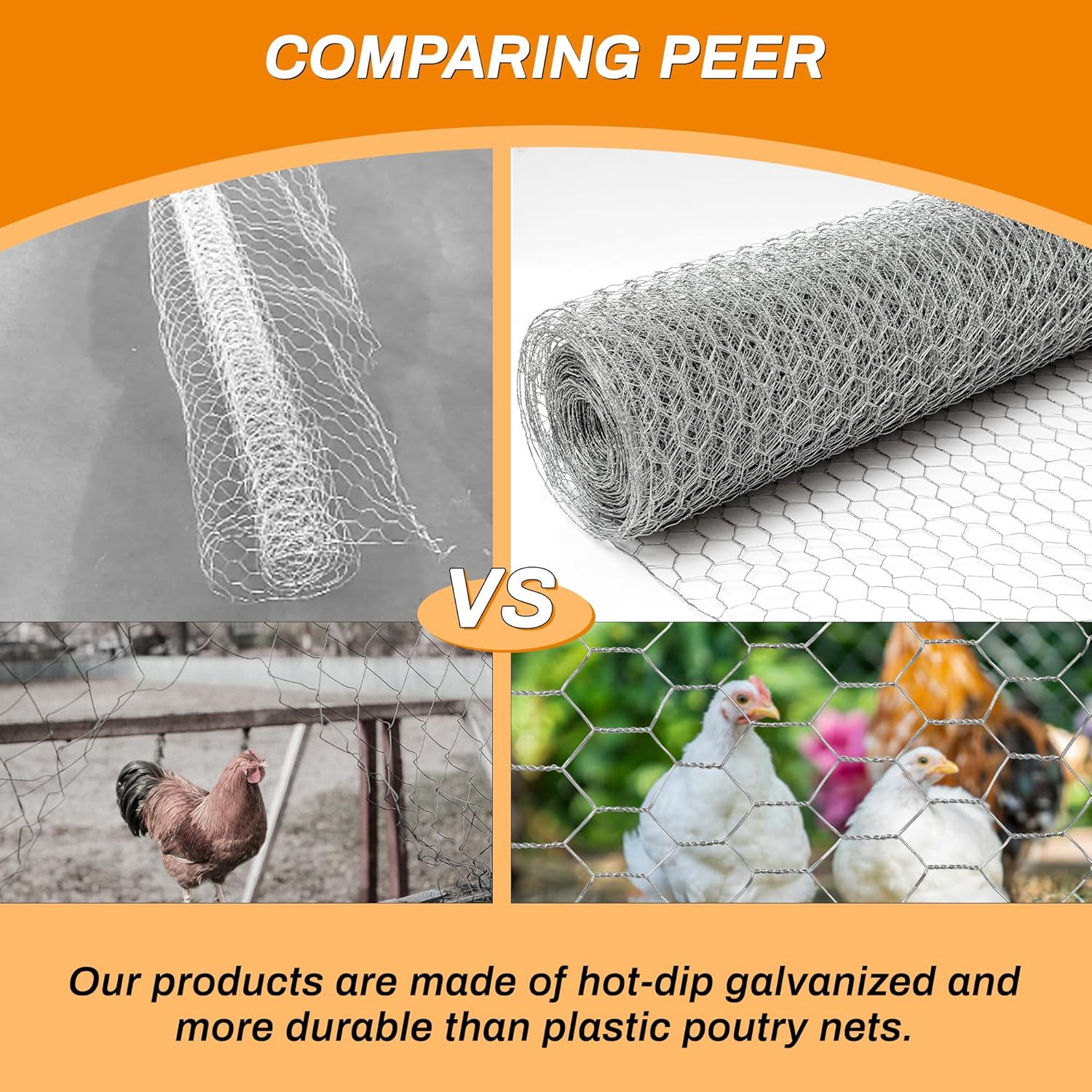 Sliver Chicken Wire 48 inch(H) x 100 ft(L), Anti-Rust Hexagonal Galvanized Metal Garden Netting for Floral Arrangements, Powder Coated Chicken Wire Coop for Crafts Plant Protector Pet Rabbits Fencing
