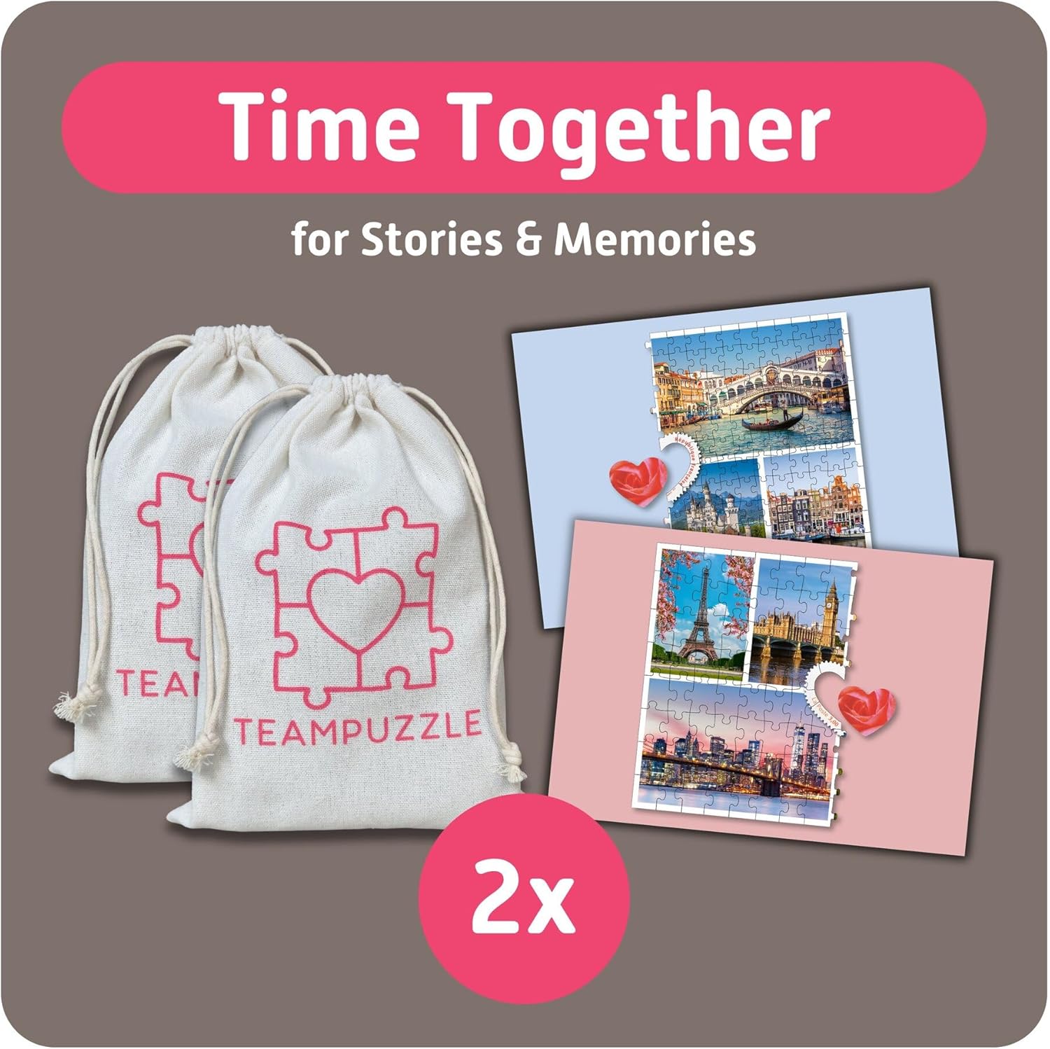 TEAMPUZZLE: Cities - 194pc Puzzle, 2 Difficulty Level Sections, Around The World Photos, Travel Destination Scenes, 19 x 13 Jigsaw, Seniors & Family