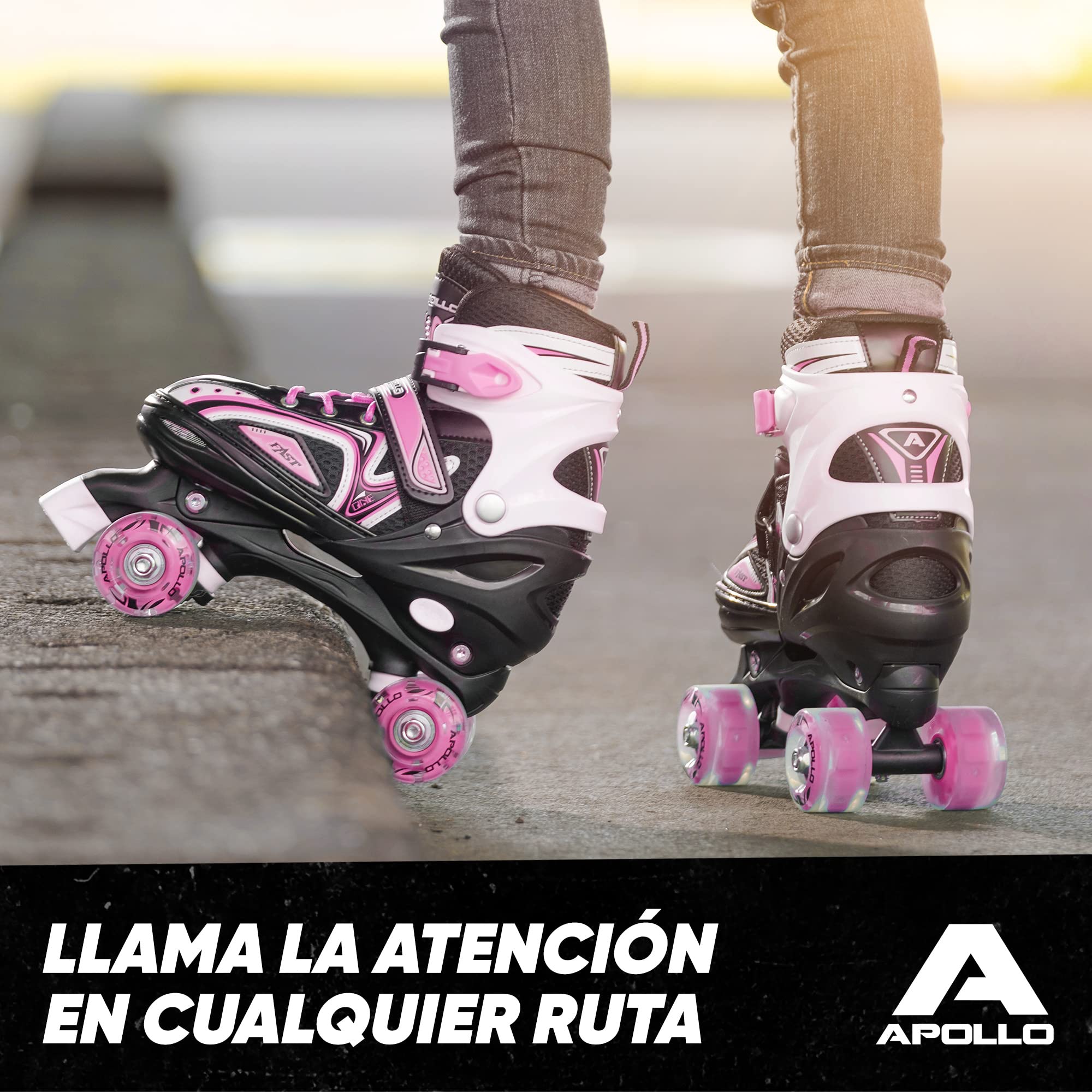 Apollo Patines 4 Ruedas Super Quad X Pro – Patines Quad para Niños y Adolescentes - Patines de Ruedas LED – Cómodos Patines Niña o Niño, Ideales para Principiantes