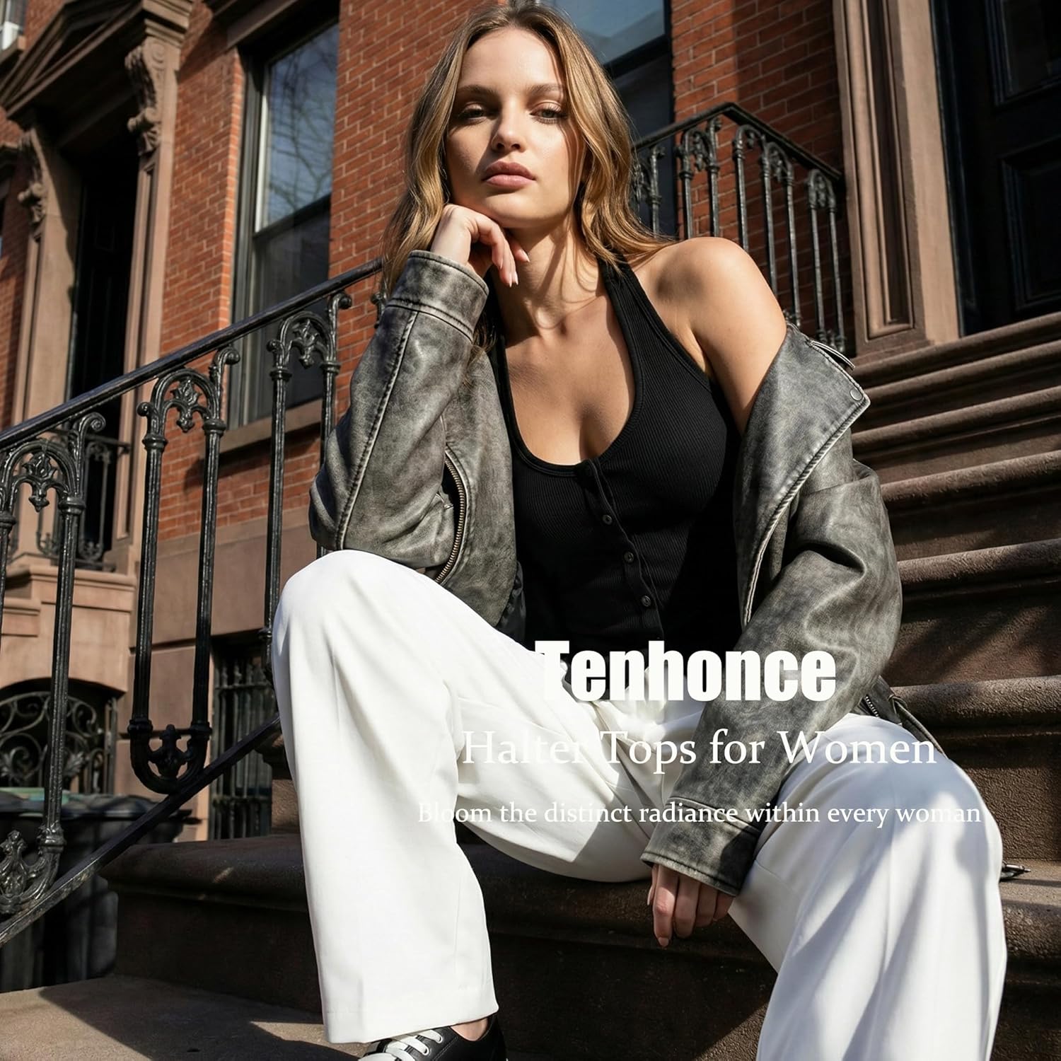 Halter Tops for Women Sexy Button up Tank Top Sleeveless Backless Y2k Halter Vest Top Slim Fit Ribbed Crop Tops Party, Daily - Image 6