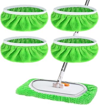 4 Pcs Microfiber Mop Heads, Mop Pads Replacement Washable Reusable Mops Heads Refills for Wet & Dry Cleaning, Ideal for Household Floors Easy to Install & Use