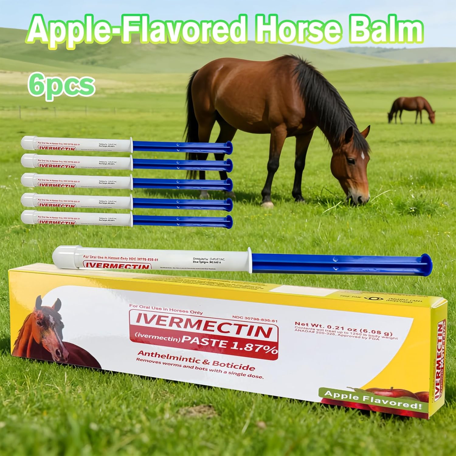 Apple Flavored Oral Paste Gel for Equine Use, 12-Pack