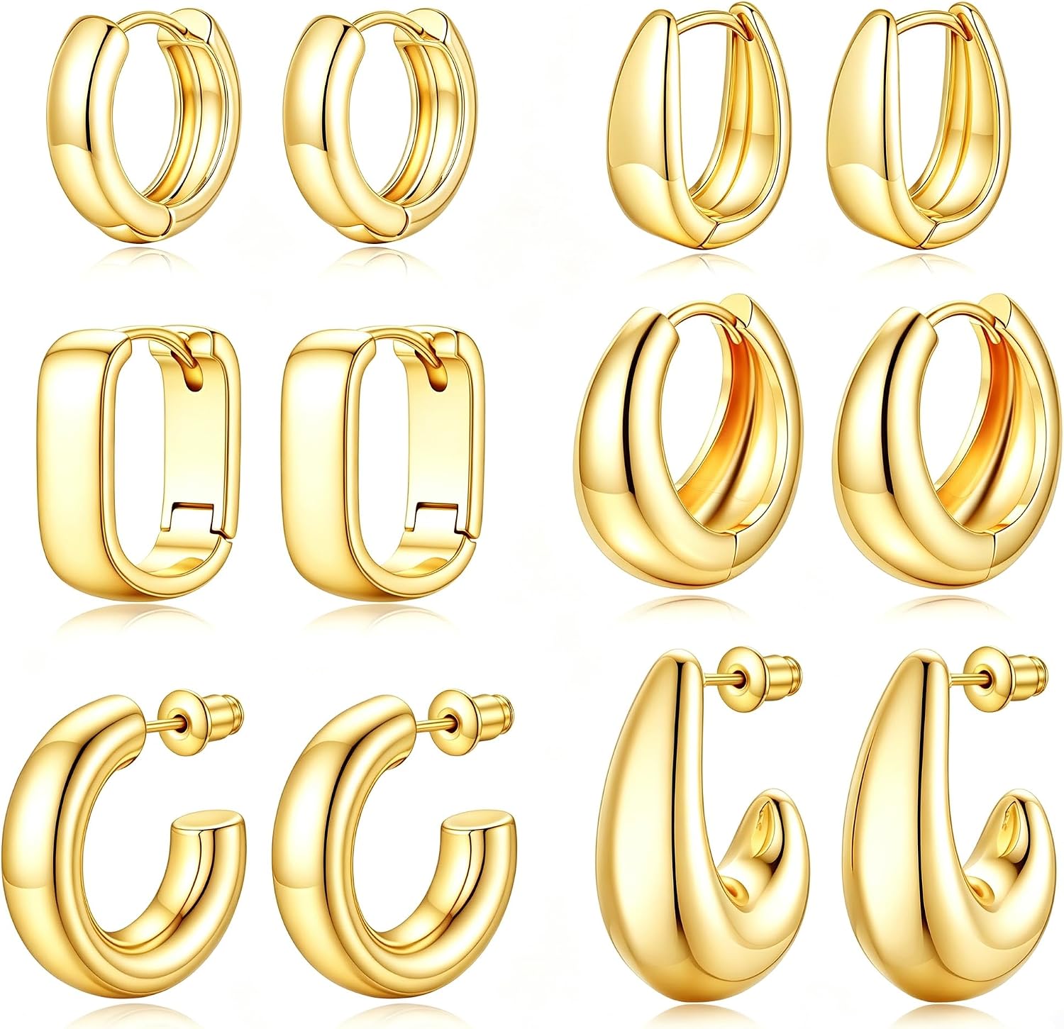 TURANDOSS Hypoallergenic Chunky Hoop Earrings Set for Women Girls