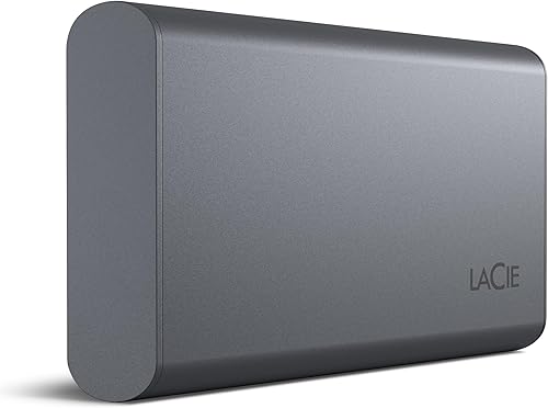 LaCie SSD móvil Secure 2TB, 1050MBs, USB-C, USB 3.2 Gen2, protección con contraseña, compatible con iPhone ProRes 4K 120FPS, servicio de rescate de