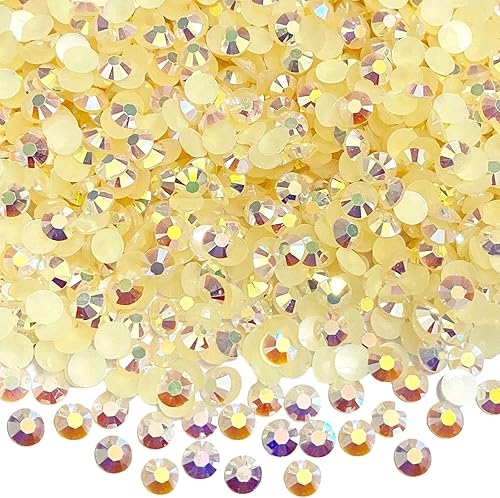 1500 unidades de diamantes de imitación de resina AB de 0.236 pulgadas con parte trasera plana, purpurina redonda sin fijación para bricolaje, arte