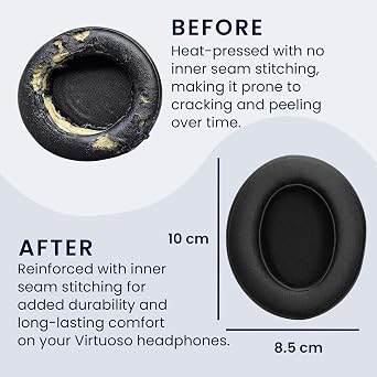 kwmobile Ear Pads Compatible with DOQAUS Earpads - 2X Replacement for Headphones - Black
