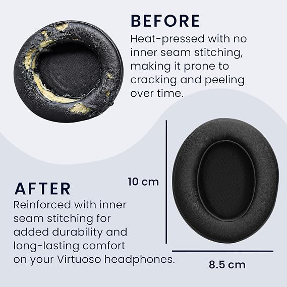 kwmobile Ear Pads Compatible with DOQAUS Earpads - 2X Replacement for Headphones - Black