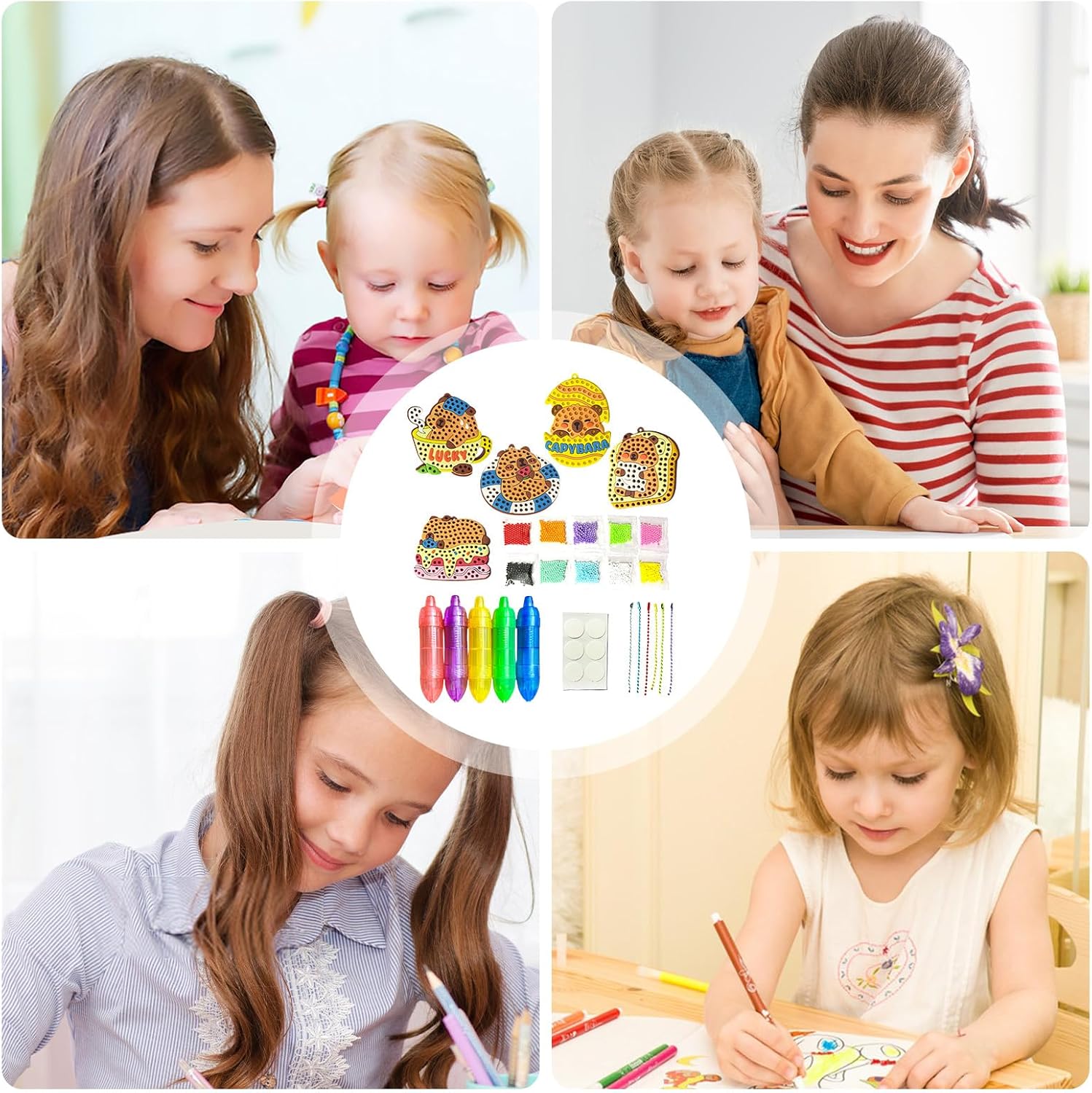 Kids Bead Kit | Educational Art Supplies | Keychain Making Bead Dotting Toys,for Boys Girls Home School Party Class Play Education Birthday