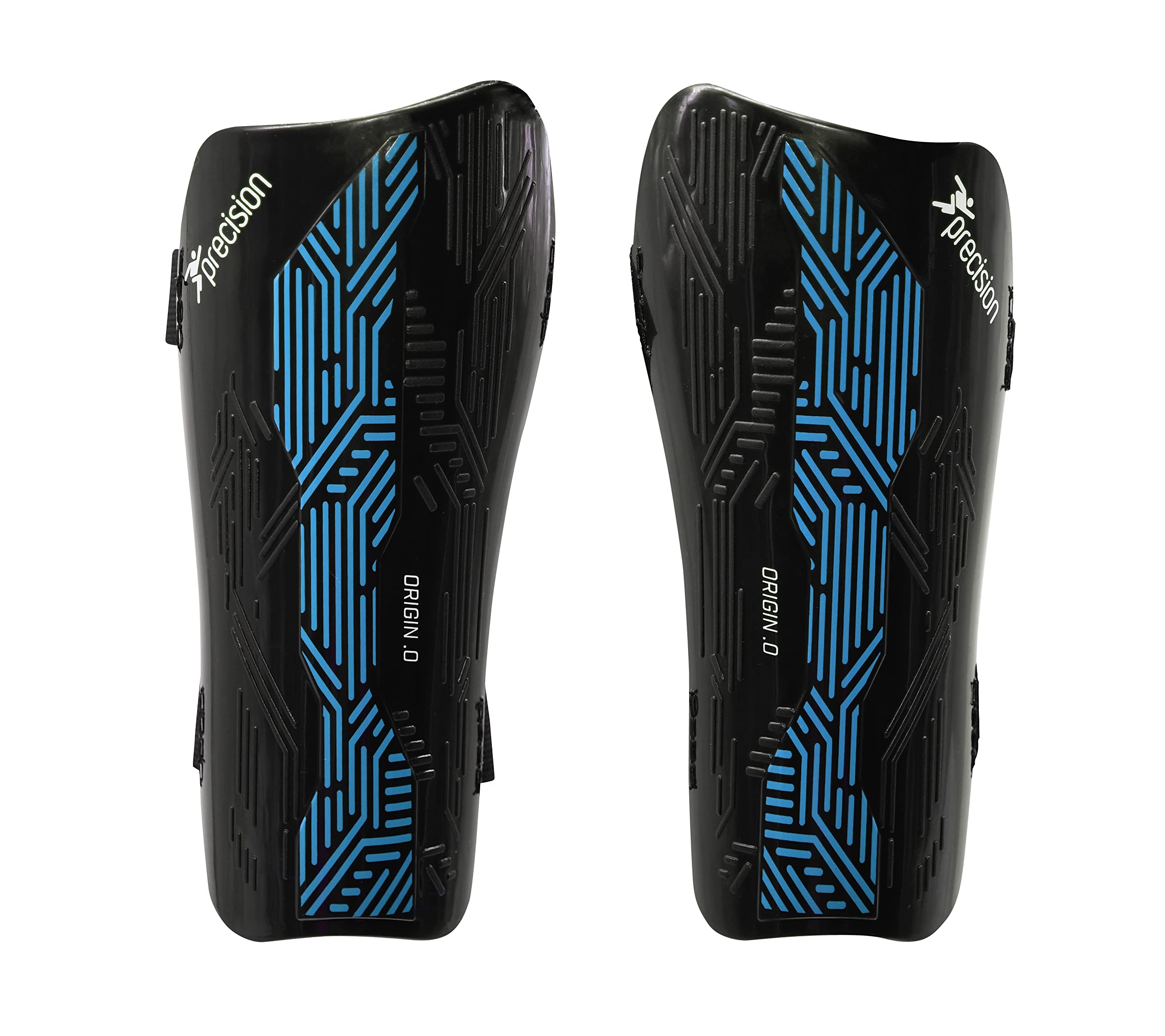 Precision Black/Cyan Origin.0 Strap Shin Guards
