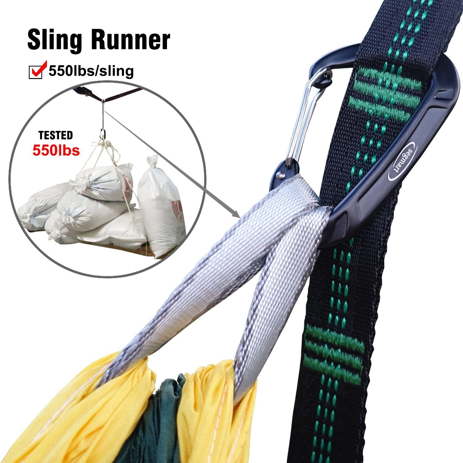 SEGMART Double Hammock with Two Tree Straps & Carabiners, 600lbs
