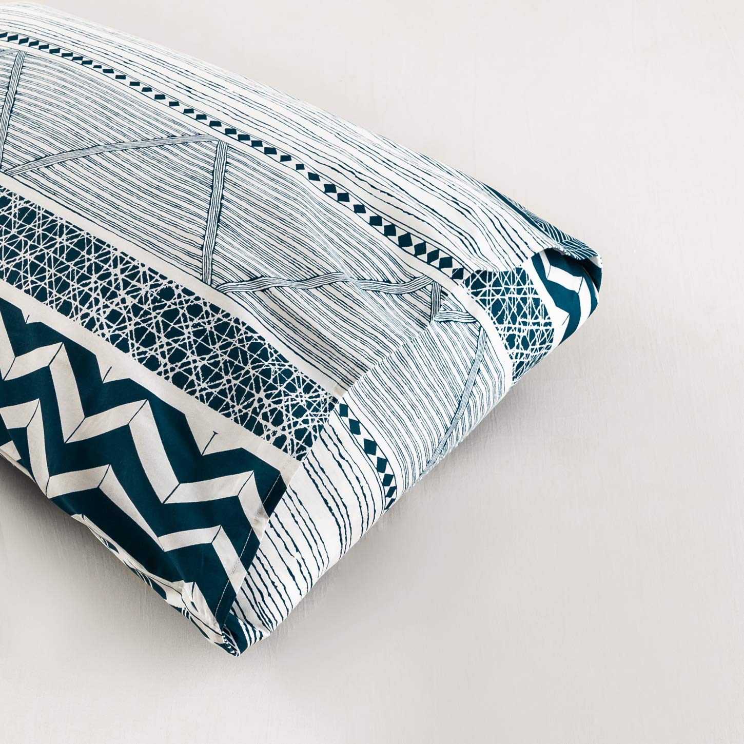 SUSYBAO 100% cotone federe king size set di 2 federe blu azteco stampa geometrica cuscino copertina chiusura a busta cuscino di lusso morbido traspirante confortevole durevole 50,8 x 91,4 cm
