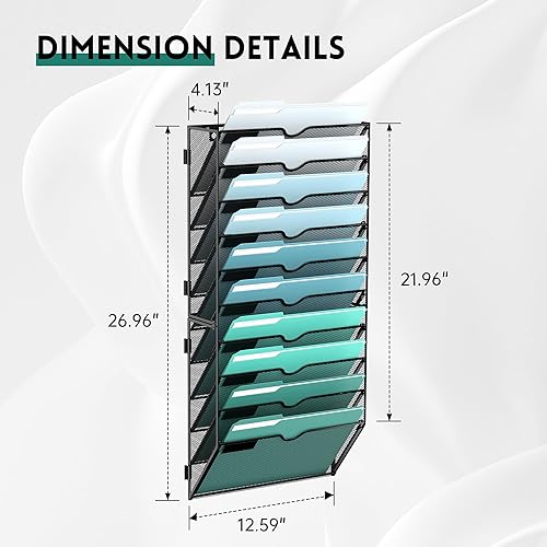 Miniatura 8 de SUPEASY Organizador de archivos de pared de 13 niveles, soporte de malla para correo de oficina, organizador de pared colgante para revistero para