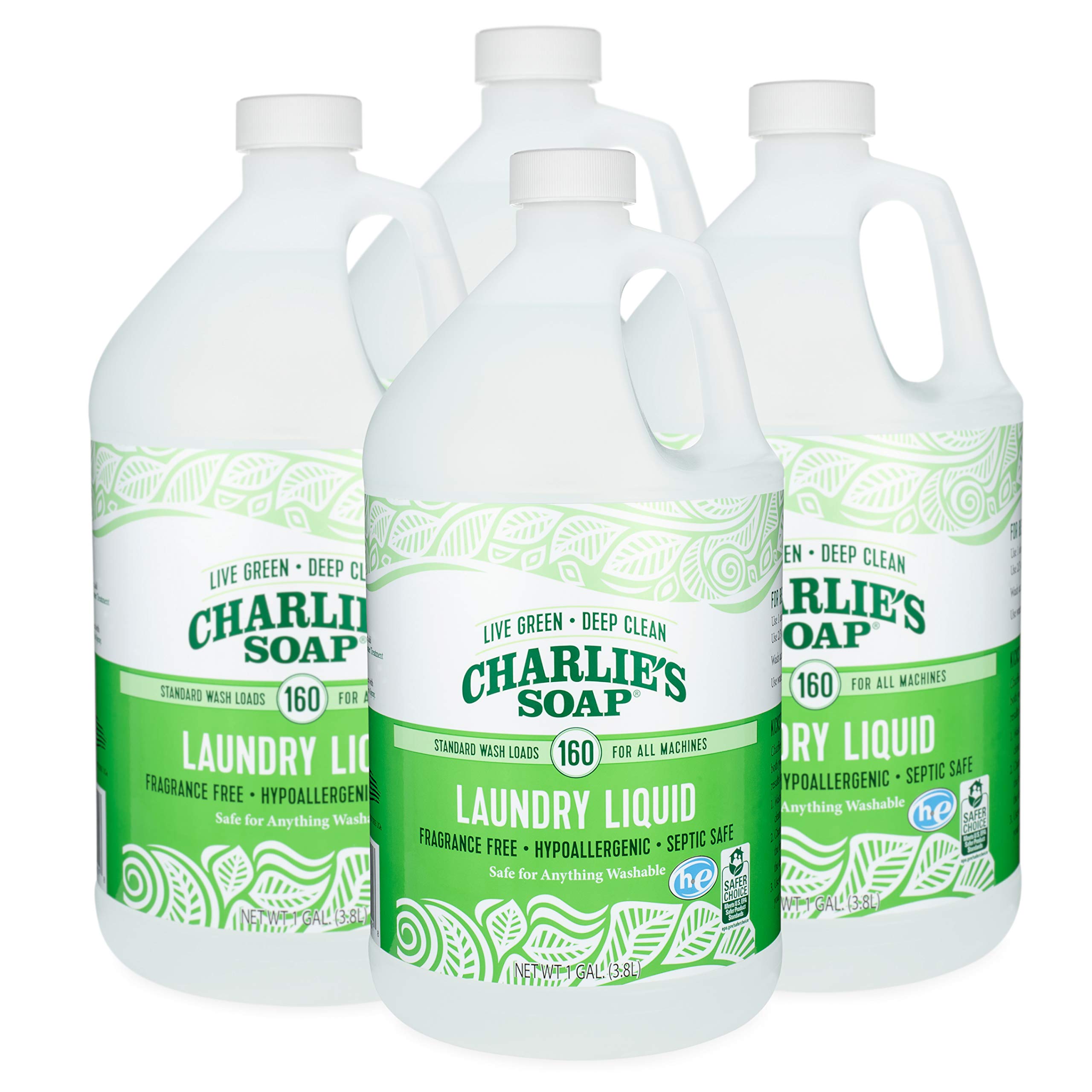 Buy Charlie’s Soap Laundry Liquid (160 Loads, 4 Pack) Natural Deep