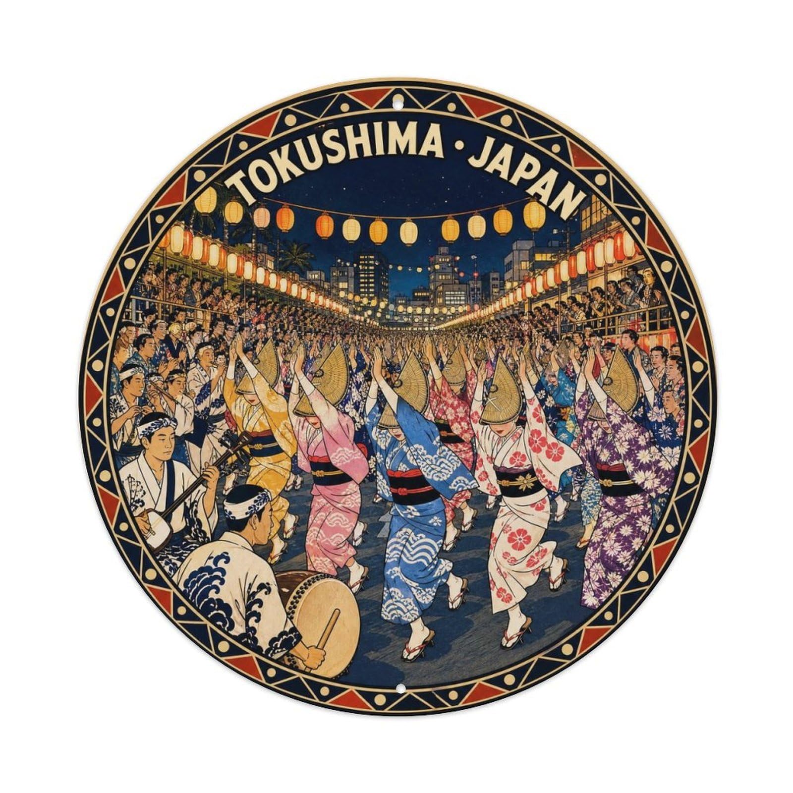 Olyhtr 8X8inch Classic Style Tokushima Awa Odori Dance Festival Cultural Metal Tin Sign