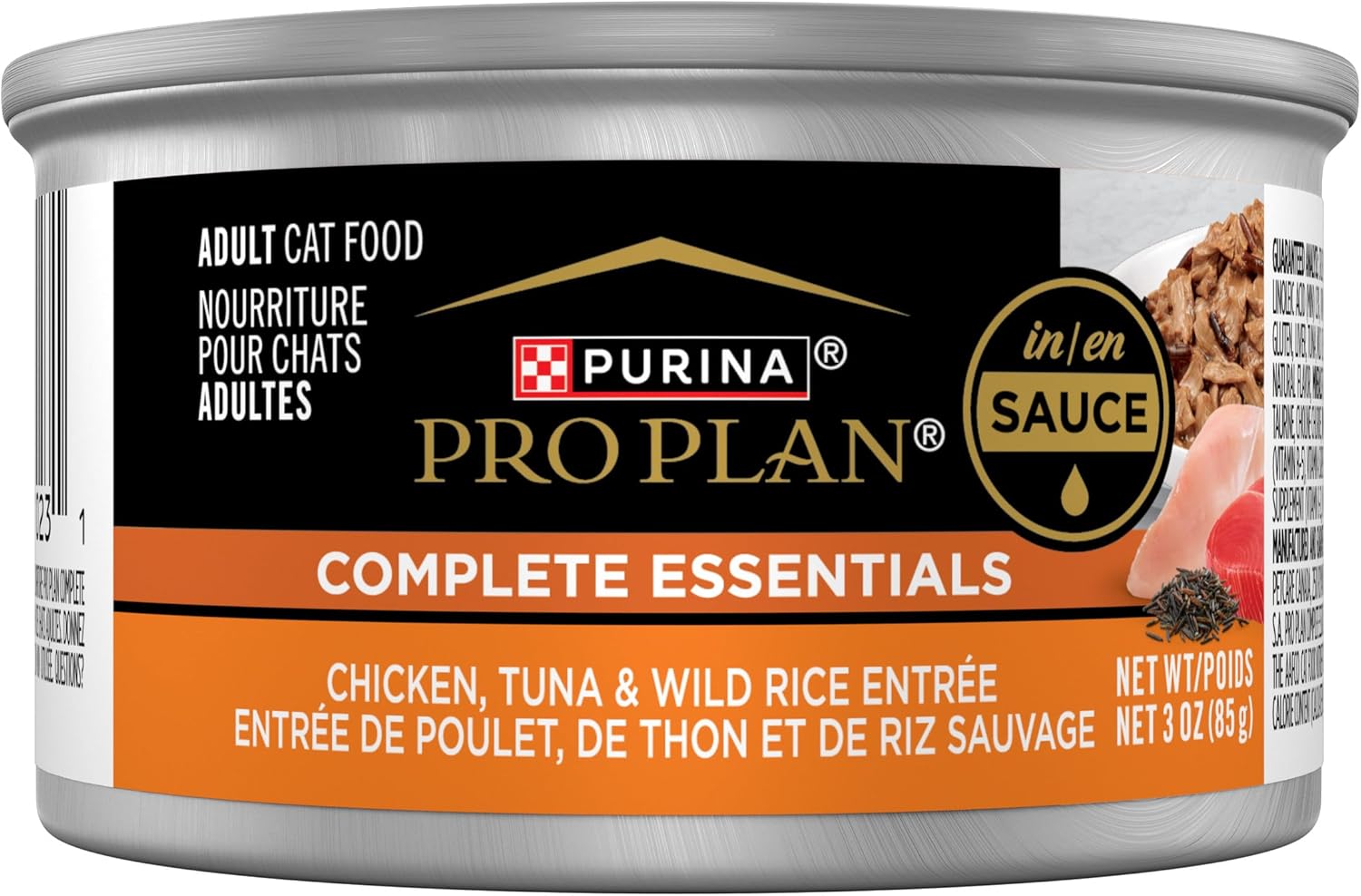 Purina Pro Plan Gravy Wet Cat Food, COMPLETE ESSENTIALS Chicken, Tuna & Wild Rice Entree in Sauce - (Pack of 24) 3 oz. Pull-Top Cans