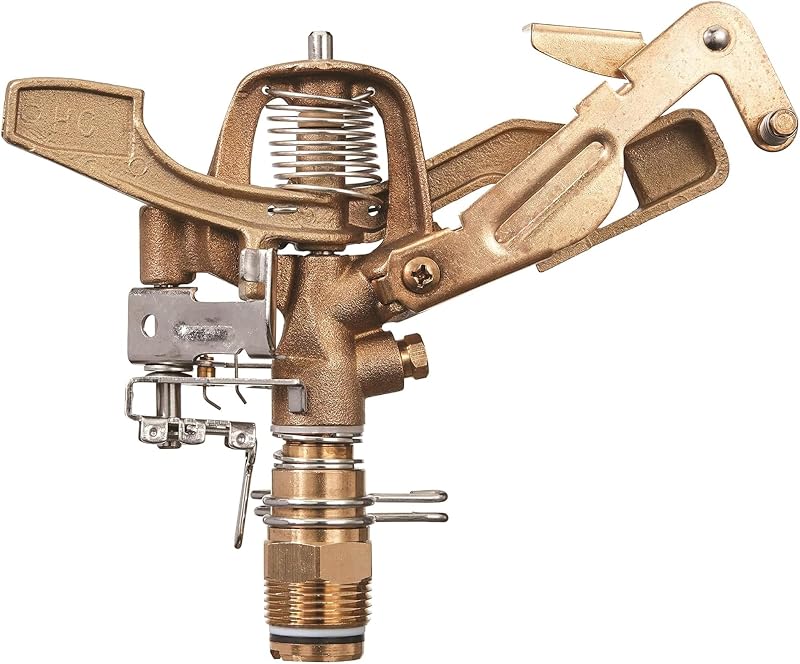 Cabezal de aspersor de impacto de latón Orbit, boquilla doble, MPT de 3/4 pulg. - 55016 | Cabezal de aspersor de impacto de latón con boquilla doble para cobertura ajustable y riego confiable de césped de largo alcance