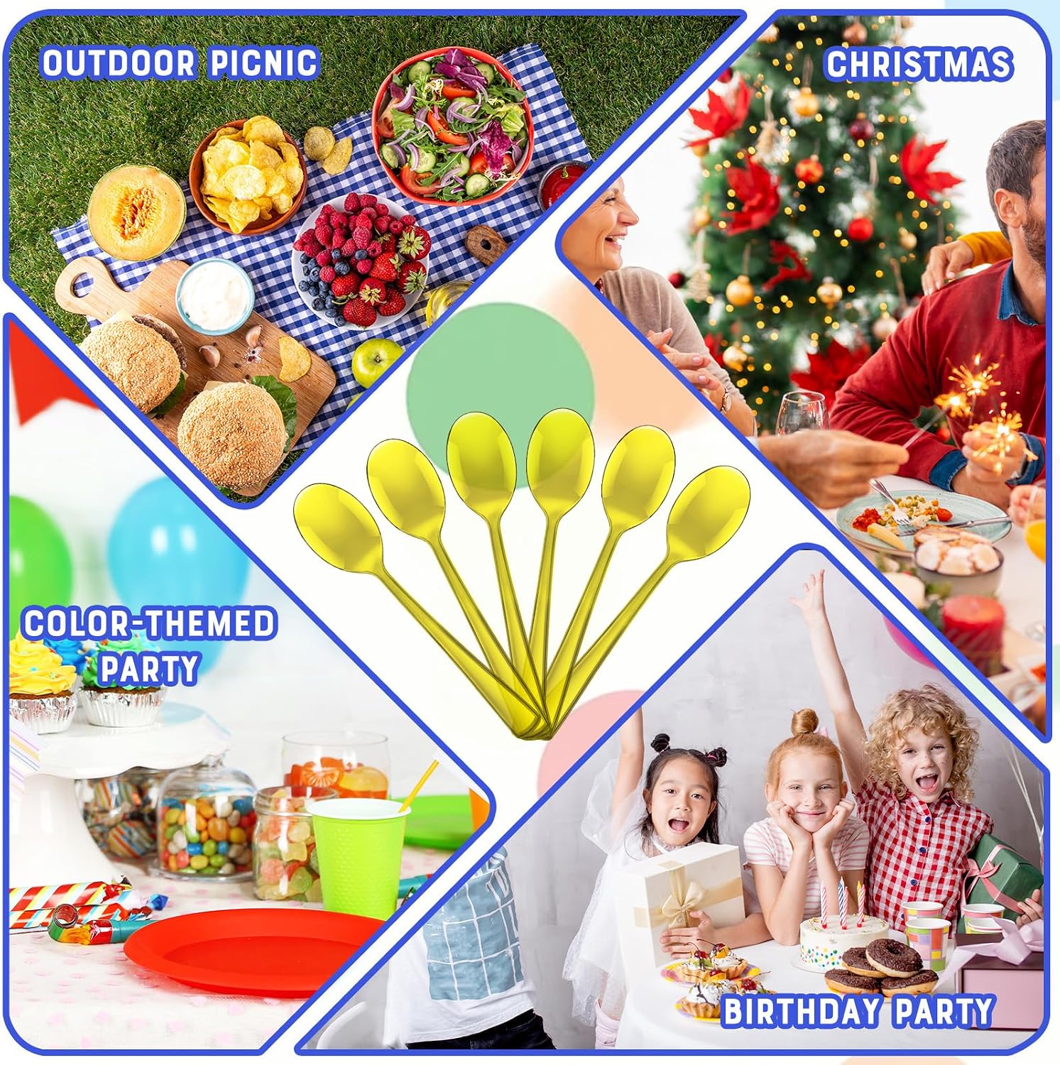 50Pcs Clear Disposable Durable Plastic Spoons - Colored Plastic Spoons for Birthday, Wedding, Parties, Picnics, Banquets (yellow) image 4