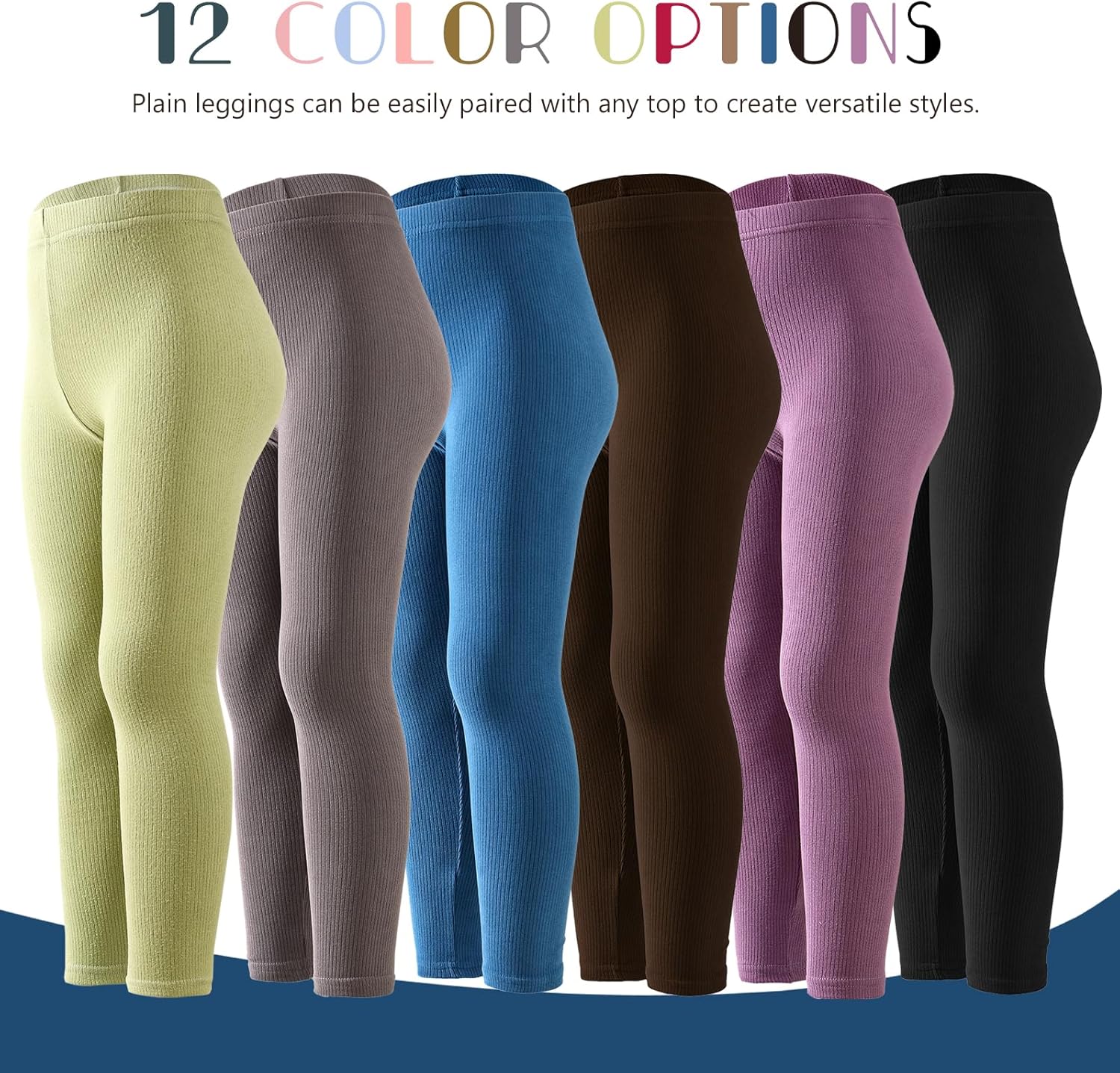 12 Pack Girls Leggings Multipack Pants for Kids Soft Comfortable Leggings High Waisted Kids Yoga Pants - Image 3