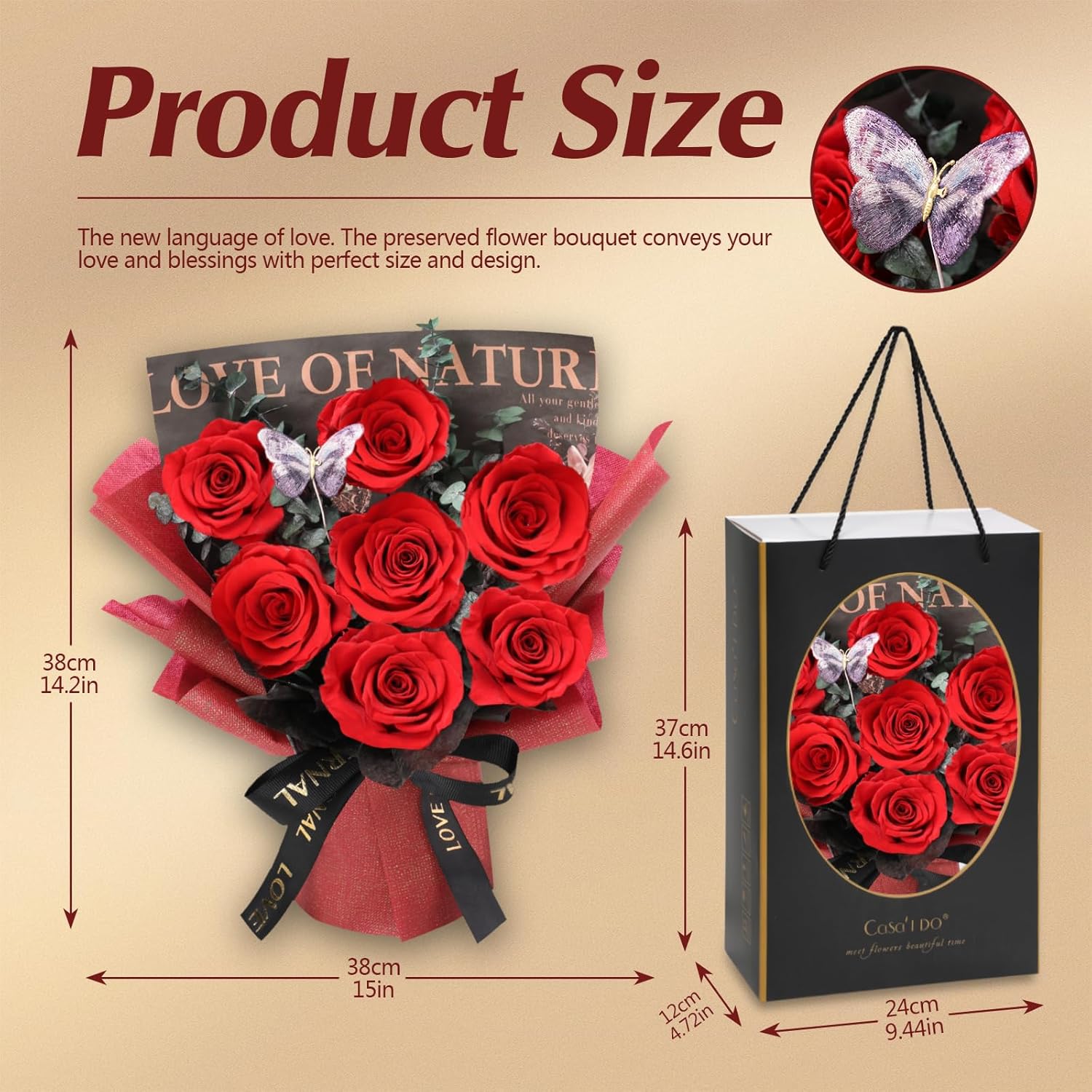 Casaido Preserved Flowers for Delivery, 7 Red Roses Bouquet, Birthday Gifts for Women, Valentines Day Rose Gifts for Mom Wife Girlfriend, Forever Real Flowers for Christmas Anniversary - Image 6