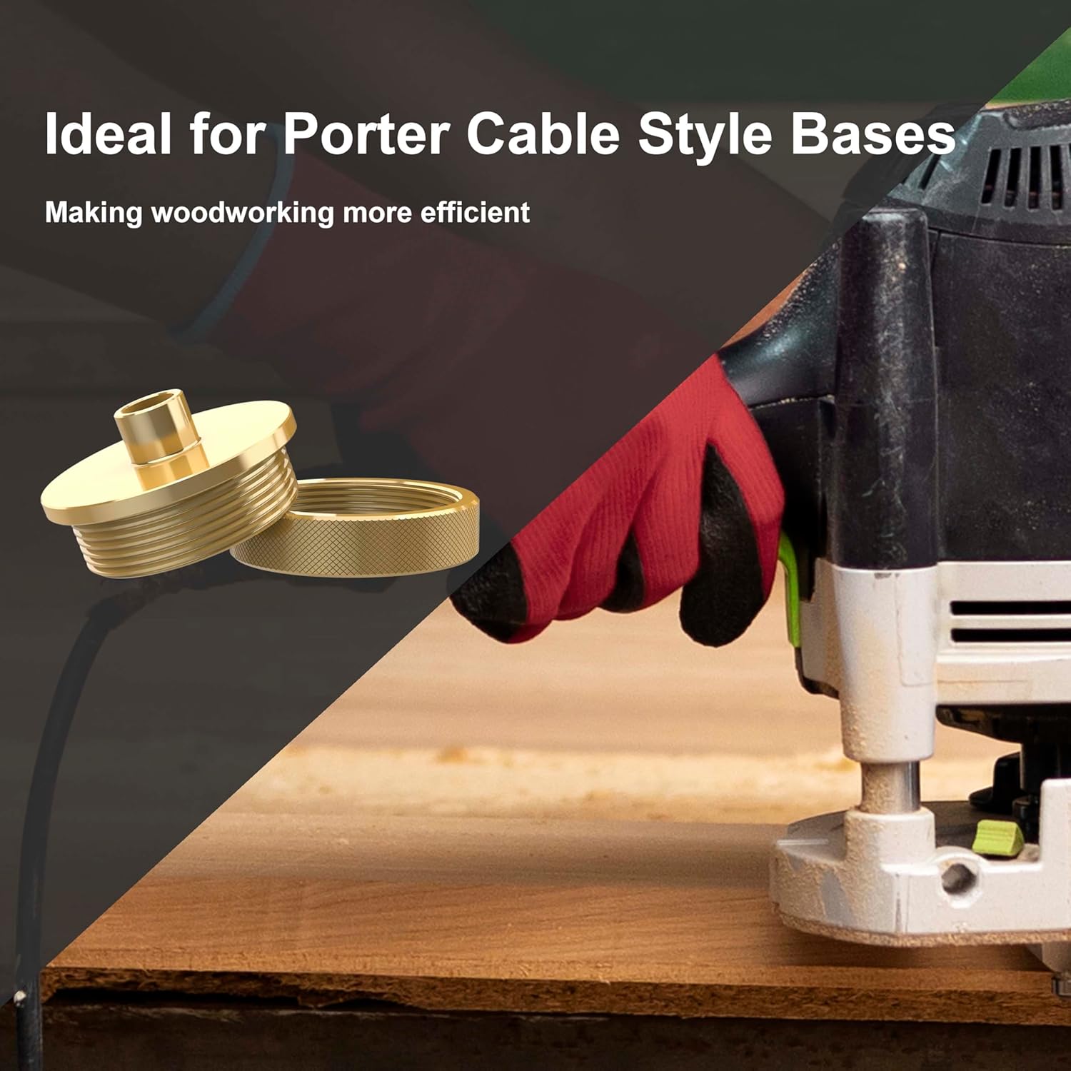 11 Pcs Precision Brass Router Template Bushing Guides Sets and 1/4" Shank Woodworking Router with Carrying Case, Fits Porter Cable Style Router Sub Bases
