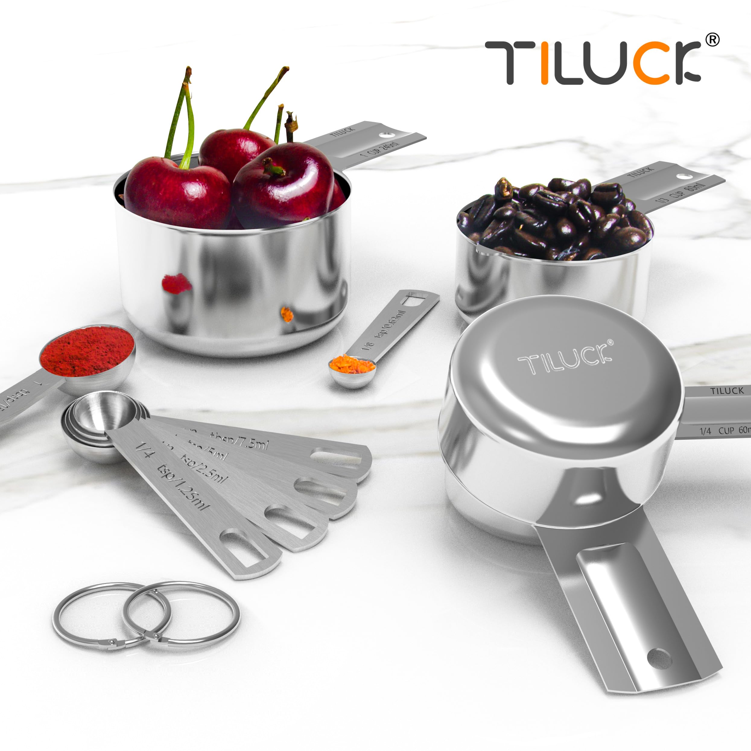 TILUCK Stainless Steel Measuring Cups & Spoons Set, Cups and Spoons,Kitchen Gadgets for Cooking & Baking (5+6)