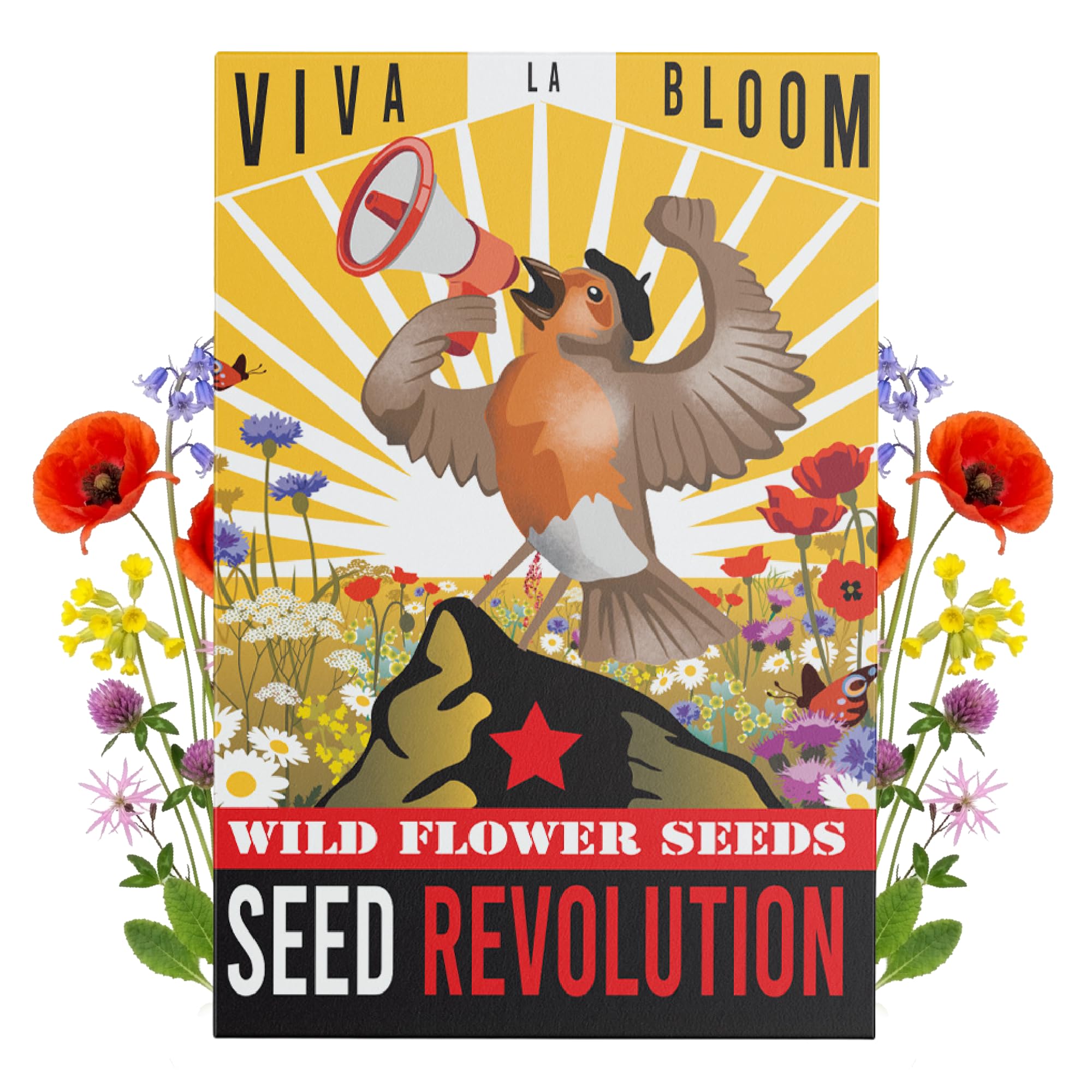 Seed Revolution - 12 Varieties Native Wild Flower Seeds - Viva La Bloom Meadow Mix - Grow a Garden for Bees - Gardening Gifts - Pack of 3 (12g)