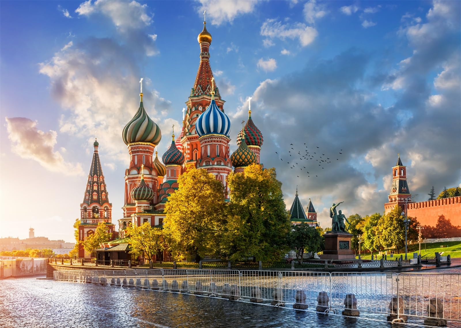 CORFOTO 7x5ft Fabric St. Basil's Cathedral Backdrop Russian Landmark Red Square Ancient Architecture Moscow Morning Photo Background for Holiday Travel Party Decor Photo Studio Booth Props