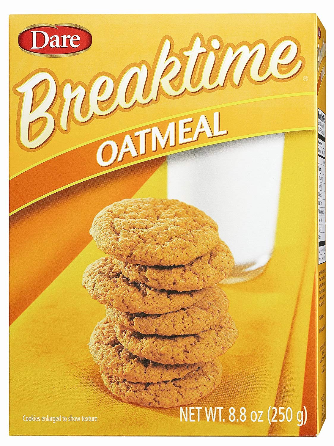 Dare Foods Breaktime Oatmeal Cookies â€“ Taste of Crispy Rolled Oats in a Crunchy Oatmeal Cookie â€“ Delicious Snack, Dessert and More - No Cholesterol, Peanut Free â€“ 8.8 Oz (Pack of 12)