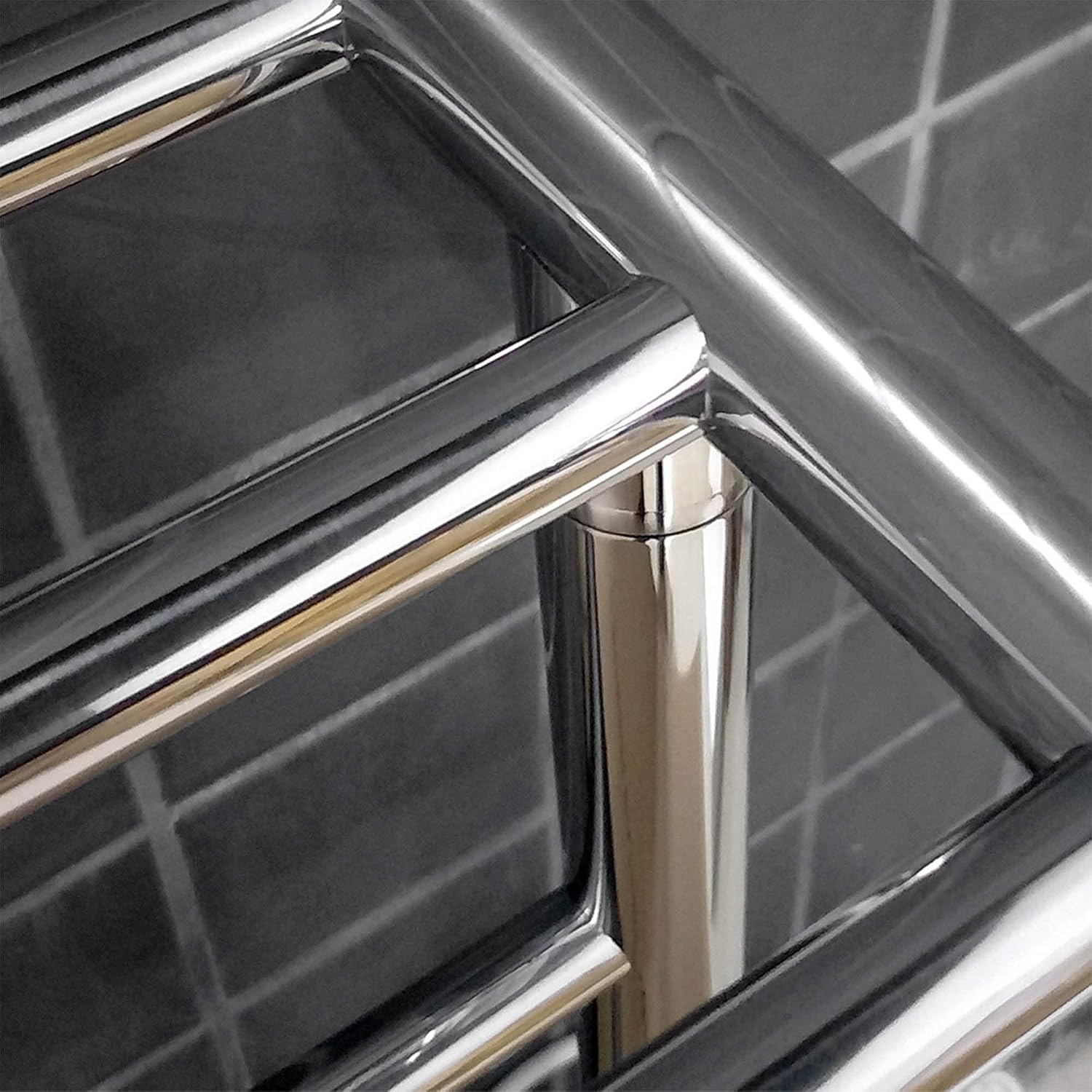 Towel Warmer Wall Mounted Plug-in Modern Stainless Steel Electric Heating Drying Rack with Shelf Space Saving for Home Bathroom (Silver)