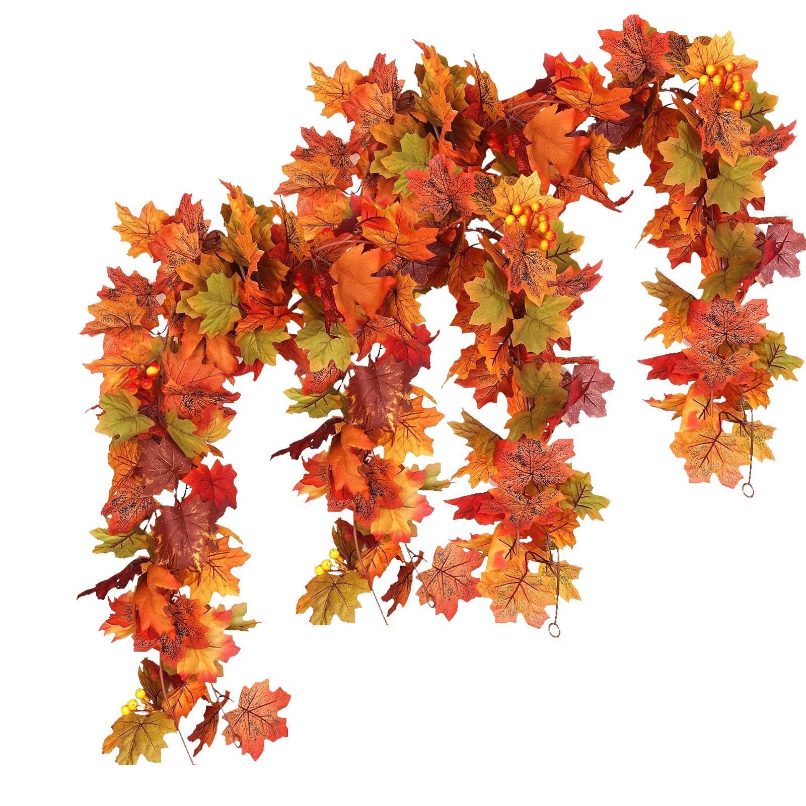 Decorazione Parete Autunnale Ghirlande Autunnali Artificiali A Foglia D' acero - 2 Pezzi Lunghi 175 Cm + 4 Ganci, Decorazione Per Interno/esterno, Matrimoni, Natale Ghirlande Per Matrimoni E Natale