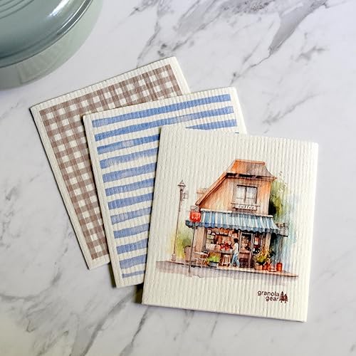 Miniatura 6 de Paños de cocina suecos para cocina, paquete de 6, hechos en Suecia, toallas de papel reutilizables, paños de esponja lavables, algodón de celulosa,