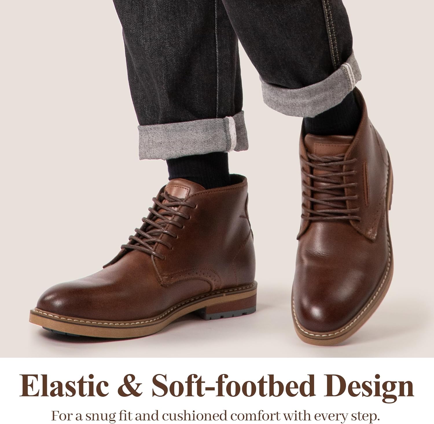 Arkbird Mens Chukka Boots, Genuine Suede Leather Classic Fashion Casual Ankle Lace-up Dress Boots for Men - Image 5