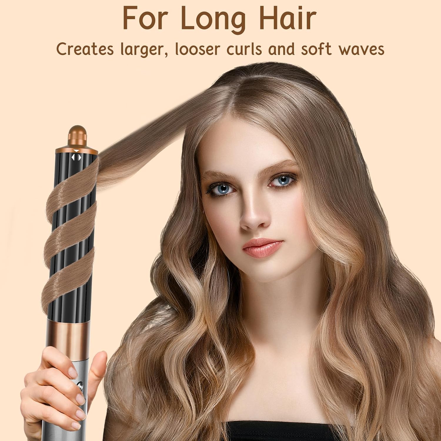 Long Barrel for Dyson Airwrap, Long Hair Curling Roller Barrels Compatible with Airwrap HS01/05/08, Self-Curling Replacement Attachment for Part No.971889-06, Gold