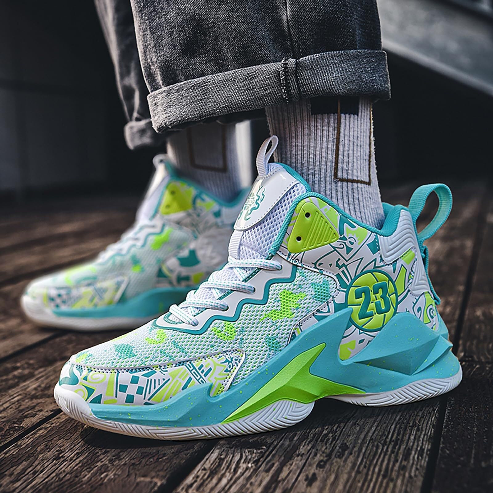 Scarpe Basket Unisex Alte, Traspiranti. Grip e Supporto per Sport
