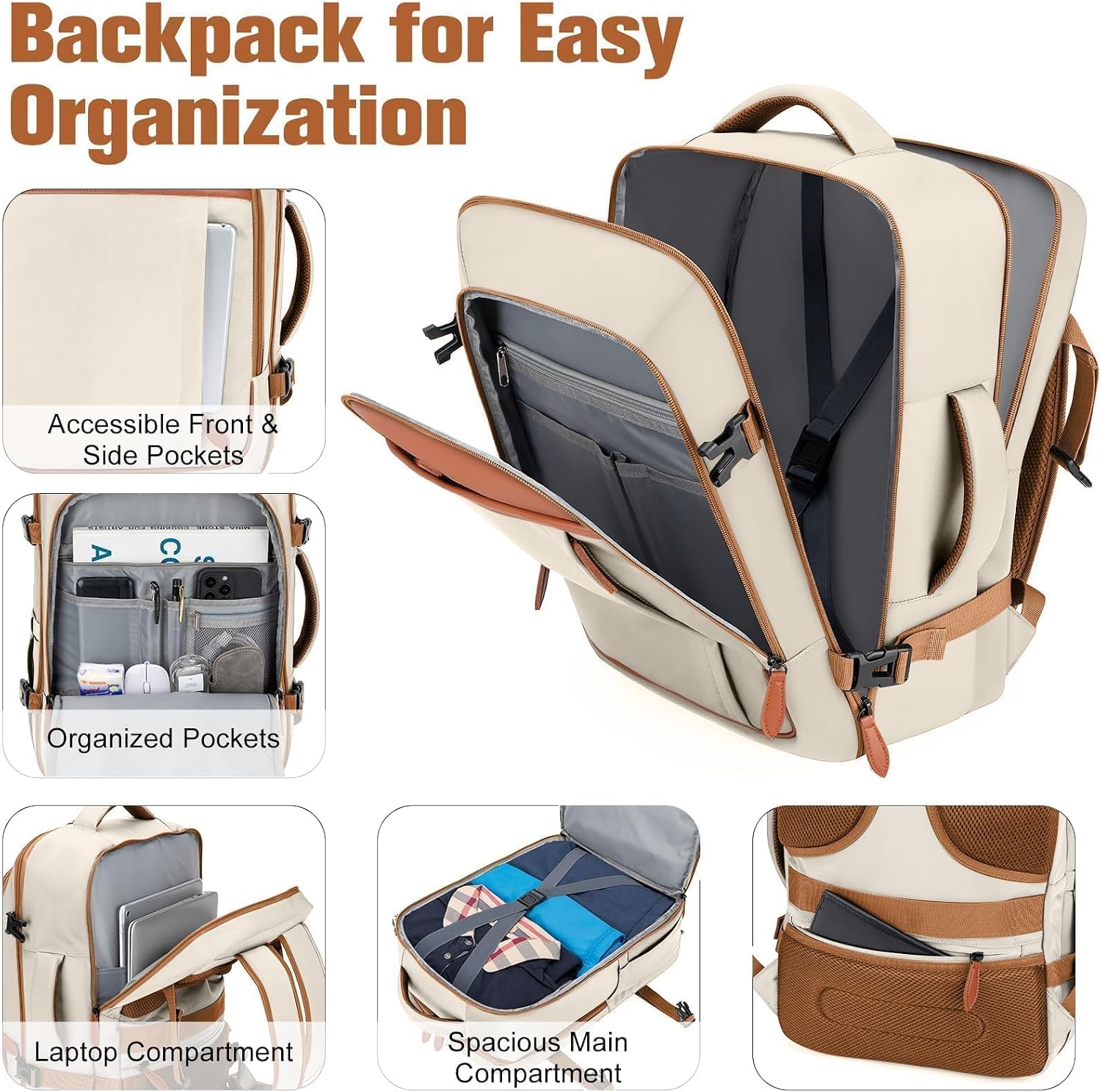 3 Piece Luggage Set with Travel Backpack, 20” PC Hardside Suitcase with Spinner Wheels, Flight Approved Carry On Luggage with YKK Zippers & TSA Lock