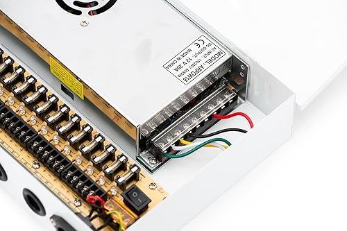 Miniatura 6 de 18 canalespuerto 20 amperios, fuente de alimentación de 12 V CC 110 V, caja de metal, fusionada individualmente para CCTV, LED y todos los