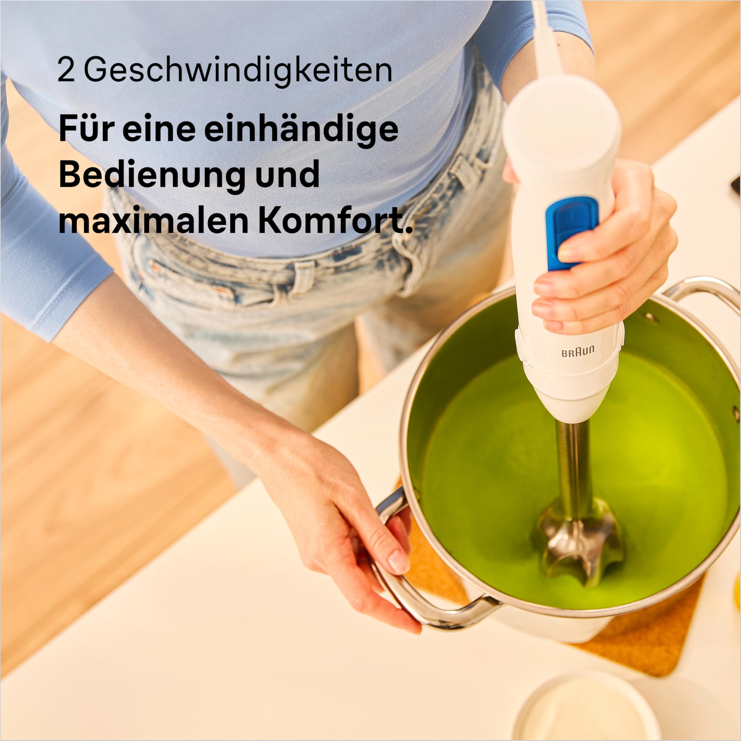 Braun Stabmixer MultiQuick 3 MQ 30202 M - Elektrischer Stabmixer mit PowerBell VPlus Technologie, 2 Geschwindigkeiten, EasyClick Plus System, 3-teiliges Zubehör-Set, 900 Watt, Weiß