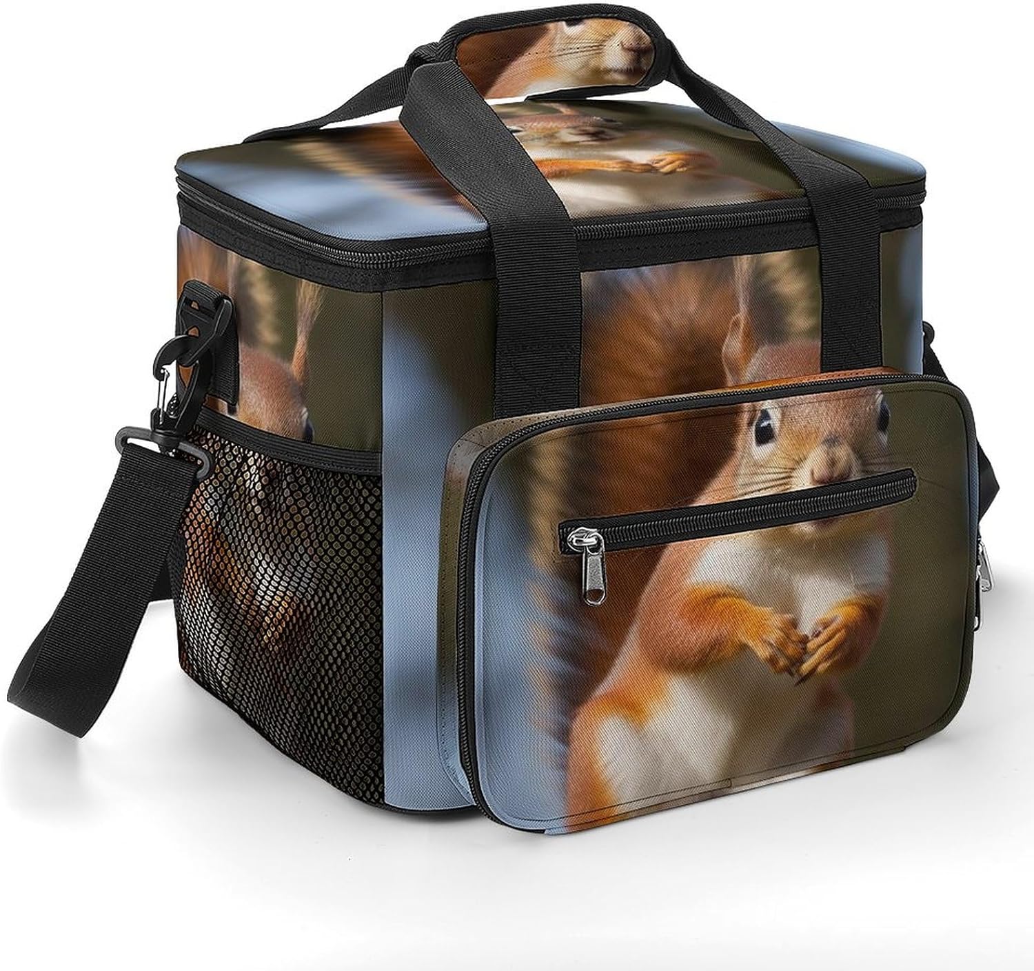 Large-Capacity Oxford Cloth Squirrel Funny Animal Printed Camping Ice Bag, Outdoor Portable Insulation and Cold Storage Bag, Enjoy A Cool Camping Time
